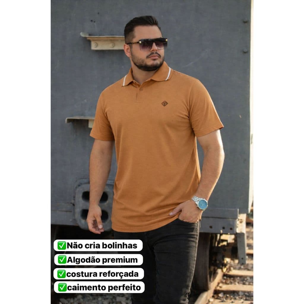 Camiseta Polo Plus Size Masculina G1 G2 G3 extra grande Algodão Premium confortável casual social