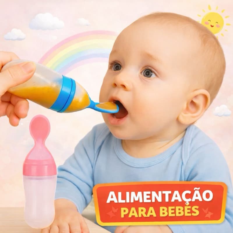 Colher Mamadeira Infantil Com Dosador De Silicone Para Bebê Alimentação