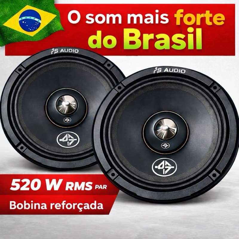 PS áudio 6 polegadas 520 RMS Evol par som trio Goiano auto falante + forte do Brasil + adesivo deboxe