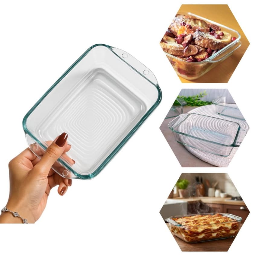 Travessa Assadeira de Vidro 415ml Mini Lasanha Fitness Refratária Forno Micro-ondas