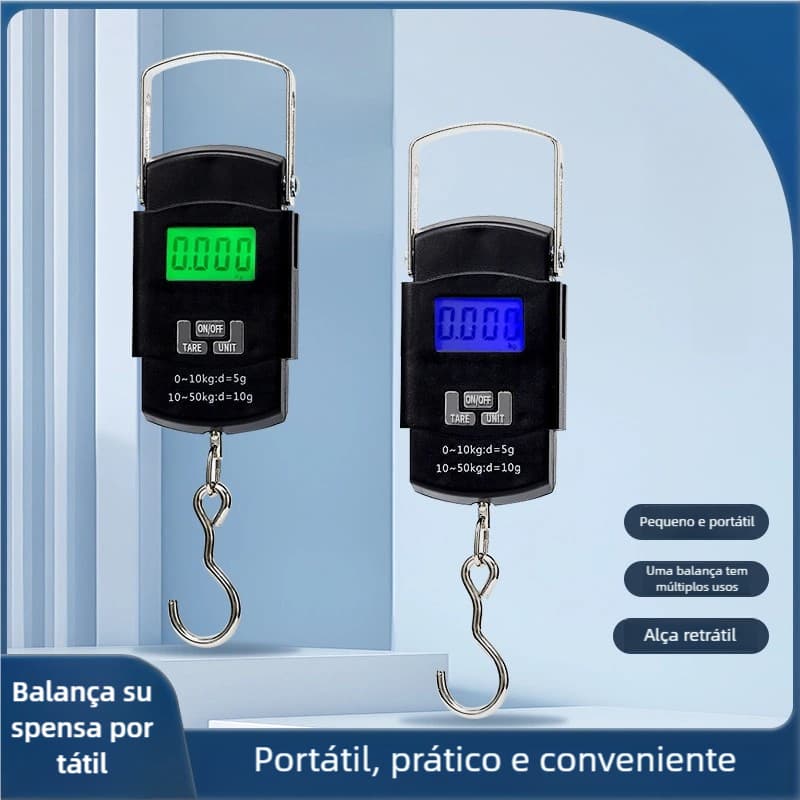 50kg Balança Portátil de Mão Gancho – Digital para Bagagem e Mala