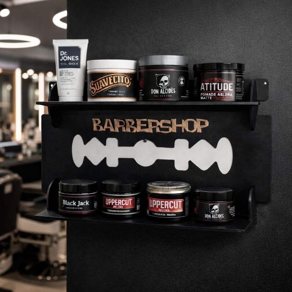 Organizador Prateleira Expositora Produtos Barbearia Pomadas Creme Gel Acessorios PERSONALIZADA NOME
