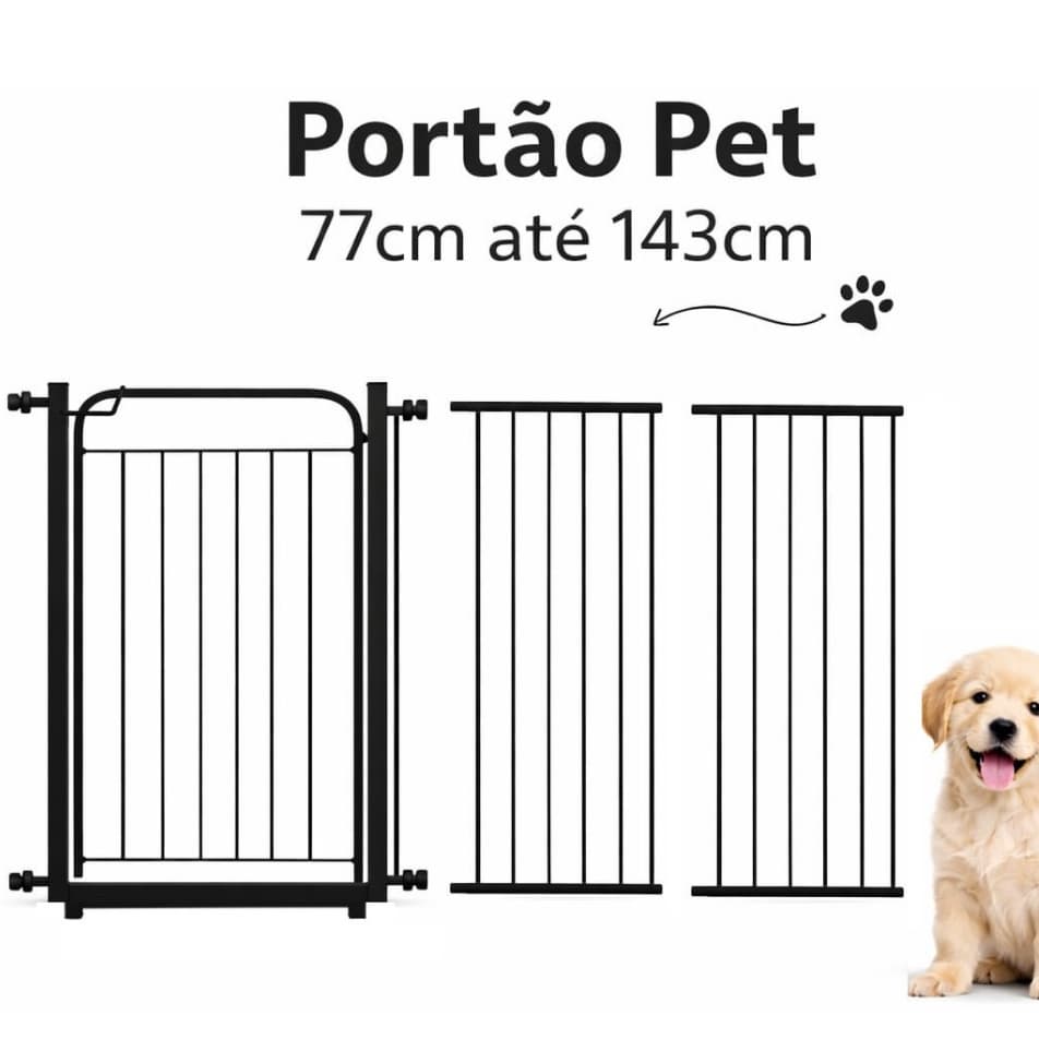 Portão Pet Grade Para Cachorro (77cm A 143cm) Cercado de Proteção