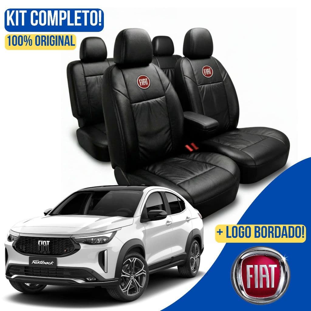 Kit CAPA DE BANCO FIAT FASTBACK Courino Automotivo Completo Carro Preto Universal Todos Anos