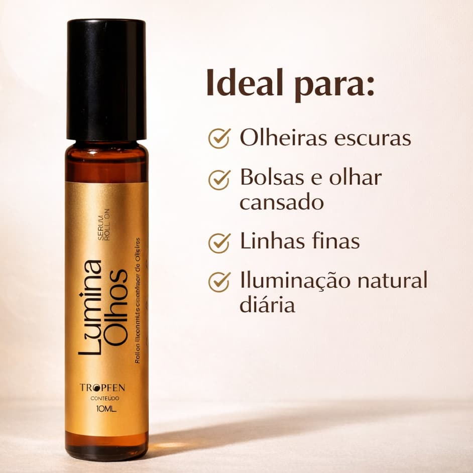 Sérum para Olheiras Clareador e Hidratante Roll On 10ml Tropfen Lumina Olhos