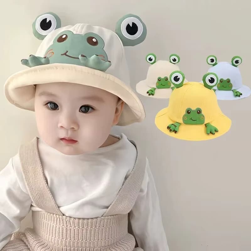 Chapéu de Sapo Infantil Kawaii Bucket Hat Estilo Coreano
