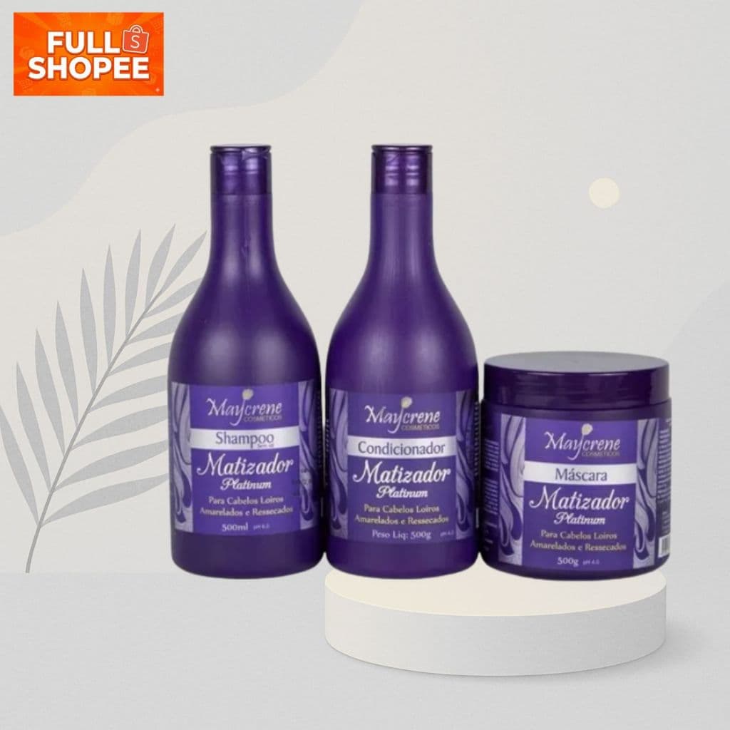 Kit Matizador Platinum Loiro Maycrene - Shampoo + Condicionador e Máscara
