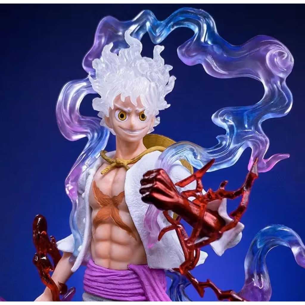 Estatueta One Piece 21cm, em pvc Monkey D. Luffy em sua forma "Gear 5", action figure, one piece, desenho, colecionavel
