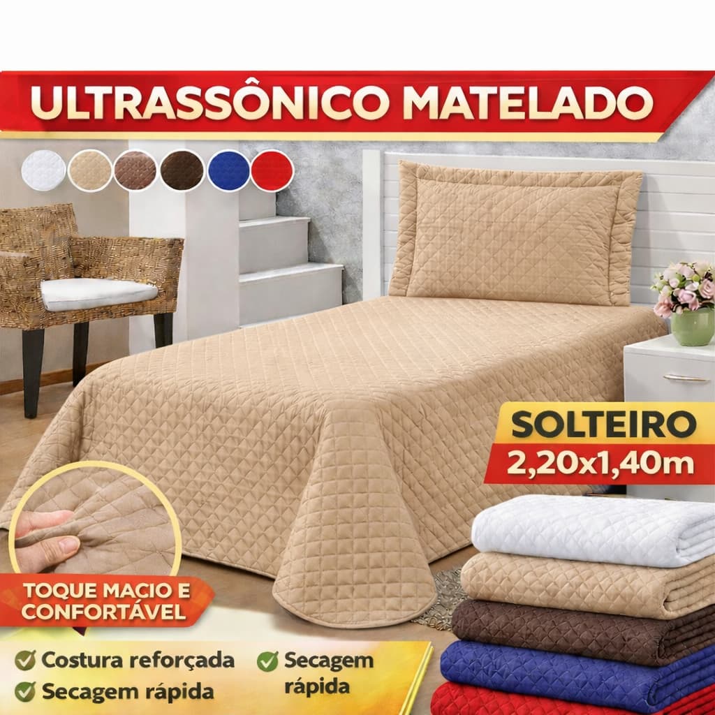 Colcha Cobre Leito Solteiro Ultrassônico 2,20x1,40 Microfibra