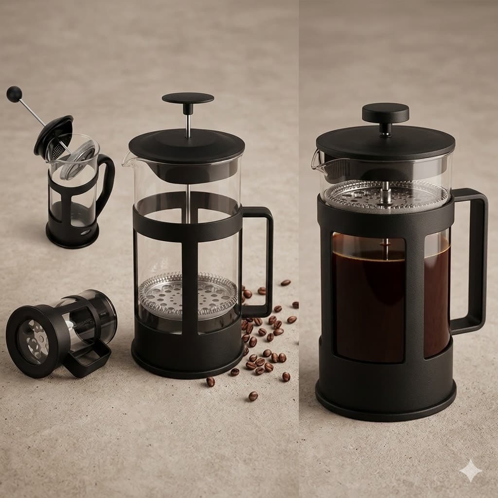 Cafeteira Francesa 300ml Prensa Francesa Vidro Café Gourmet E Faz Leite Cremoso Cappuccino Espumador