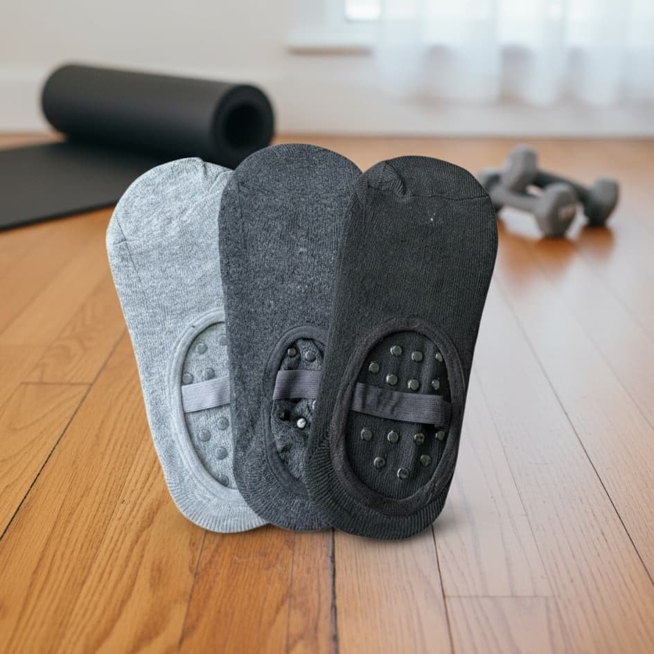 Meia Pilates Preta Cinza Grafite Antiderrapante Sapatilha Feminina Yoga Academia Algodão Poliéster Elastano 35-40