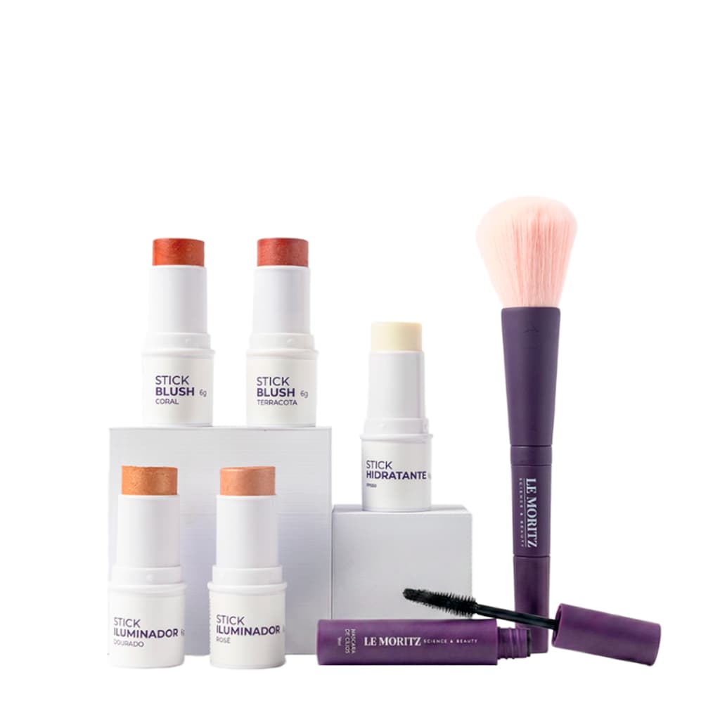 Kit de Maquiagem Completa Le Moritz para Pele Madura com Máscara de Cílios Regenerativa Blush Hidratante Contorno