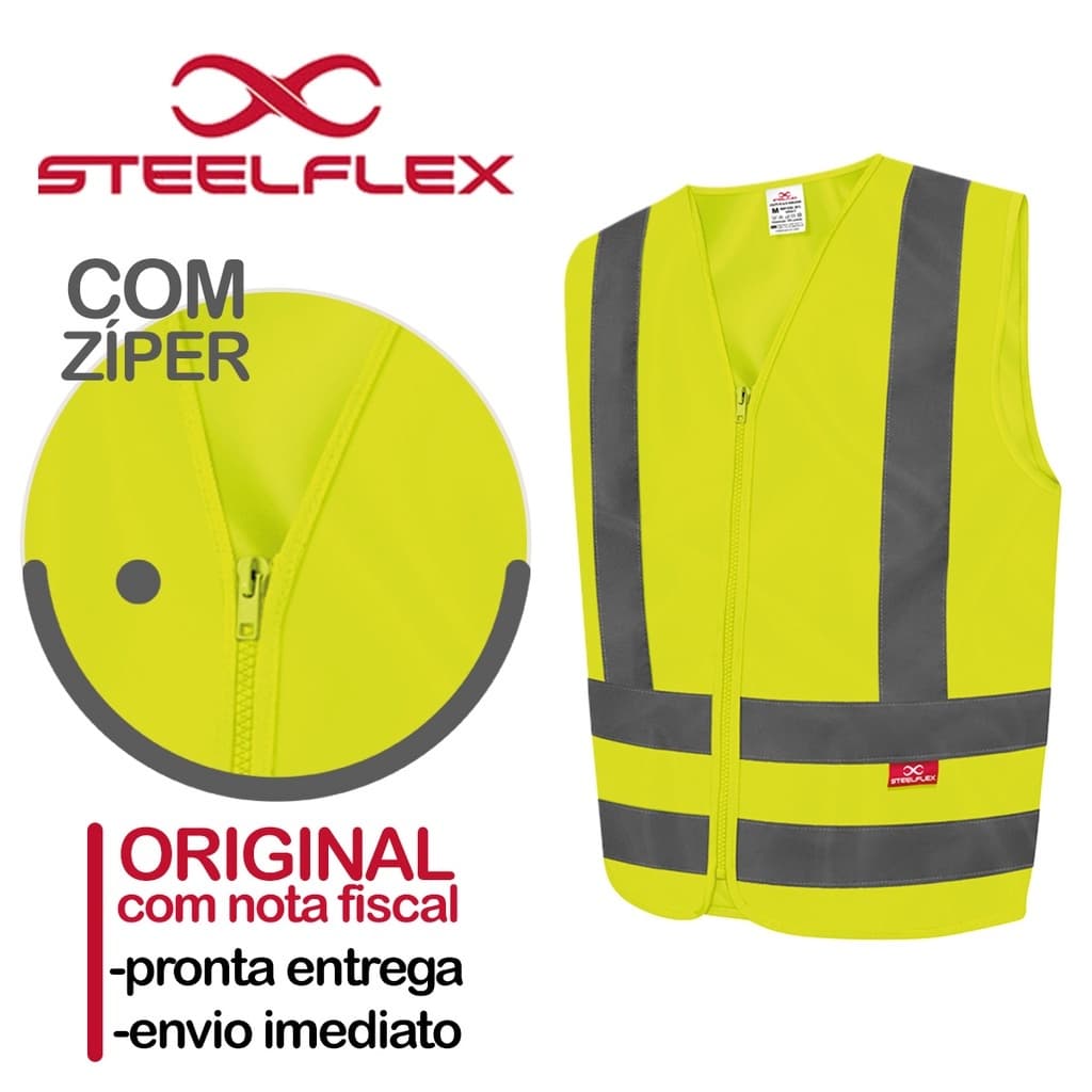 Colete Refletivo Amarelo Fluorescente Sem Bolso Steelflex