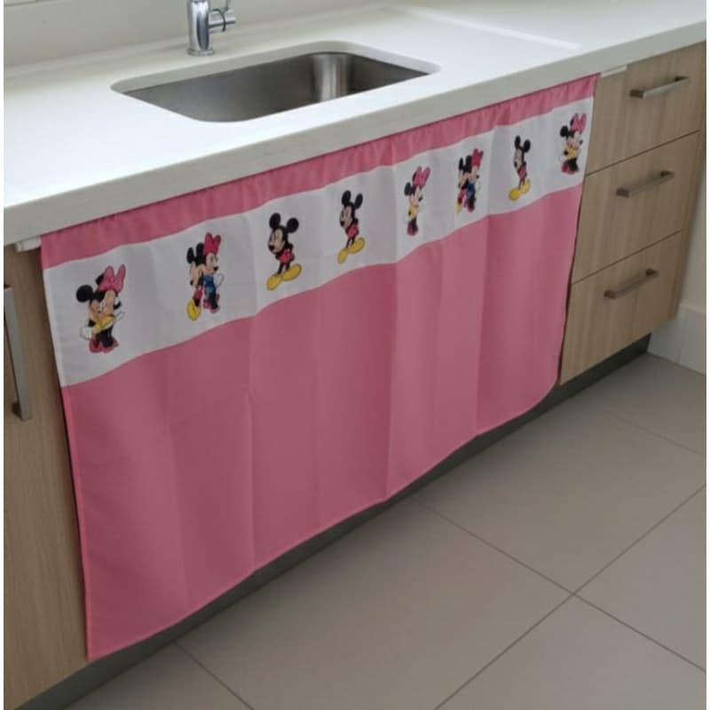 CORTINA DE PIA MICK. E MIN. – DECORAÇÃO DE COZINHA | CORTINA PARA GABINETE DE PIA | CORTINA DECORATIVA