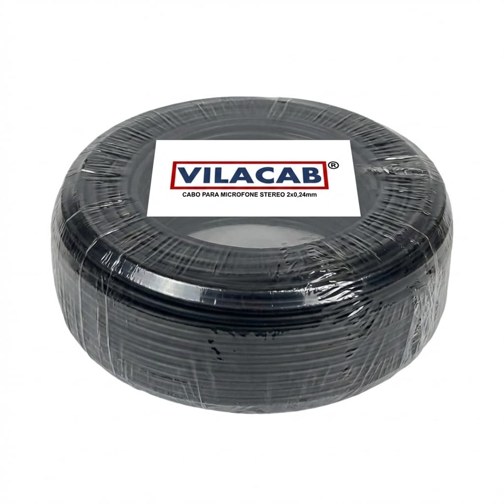 Cabo Microfone Stereo Balanceado 50 Metros Áudio Som Profissional para Montar