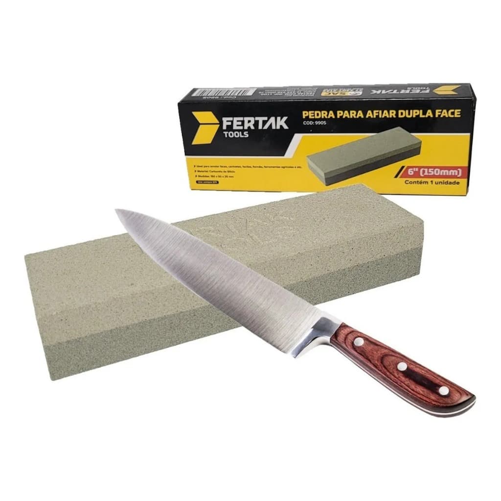 Pedra de Afiar Dupla Face 6” Fertak Amolar Facas Tesouras Ferramentas