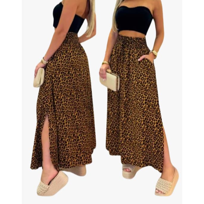 Saia Feminina Em Viscolinho com forro leve fenda na lateral Tecido Leve Casual Elegante e Moderno