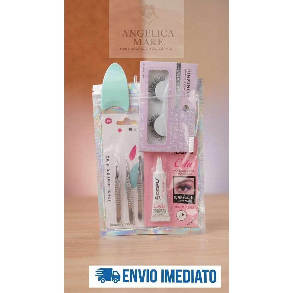 Kit Olhar Perfeito – Pinça + Cola + Aplicador de Cílios