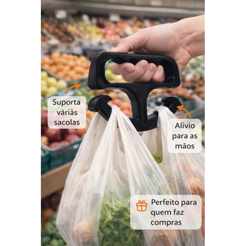Suporte Pegador de Sacolas Ergonômico – Alça para Carregar Compras Sem Machucar as Mãos