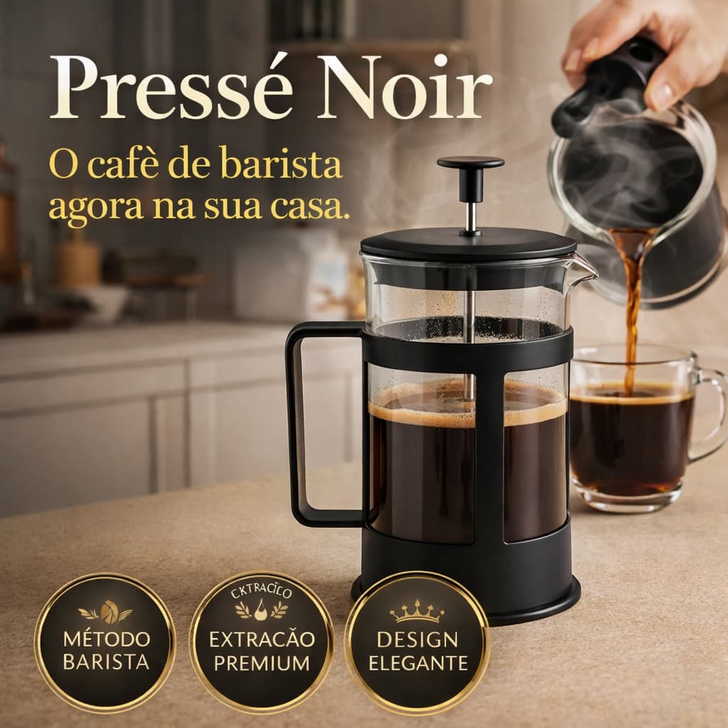 Cafeteira Francesa 300ml Pressé Noir | Prensa Francesa Café Barista Manual Vidro Resistente Inox