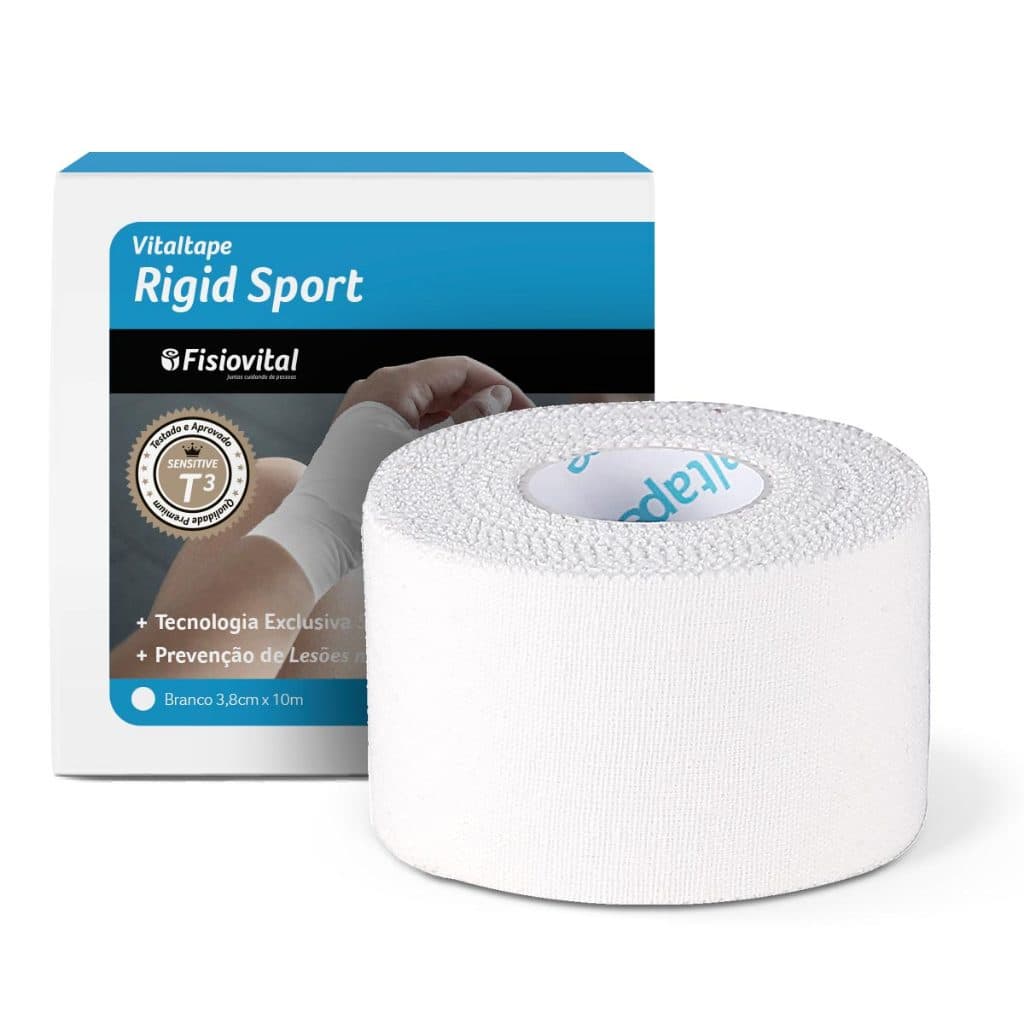 Bandagem Rígida Esportiva Branca 3,8cm Fisiovital – Atadura Adesiva para Estabilização e Suporte