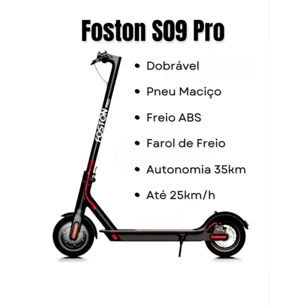 Patinete Elétrico Foston SO9 Pro - Dobrável Autonomia 35km / Painel Digital