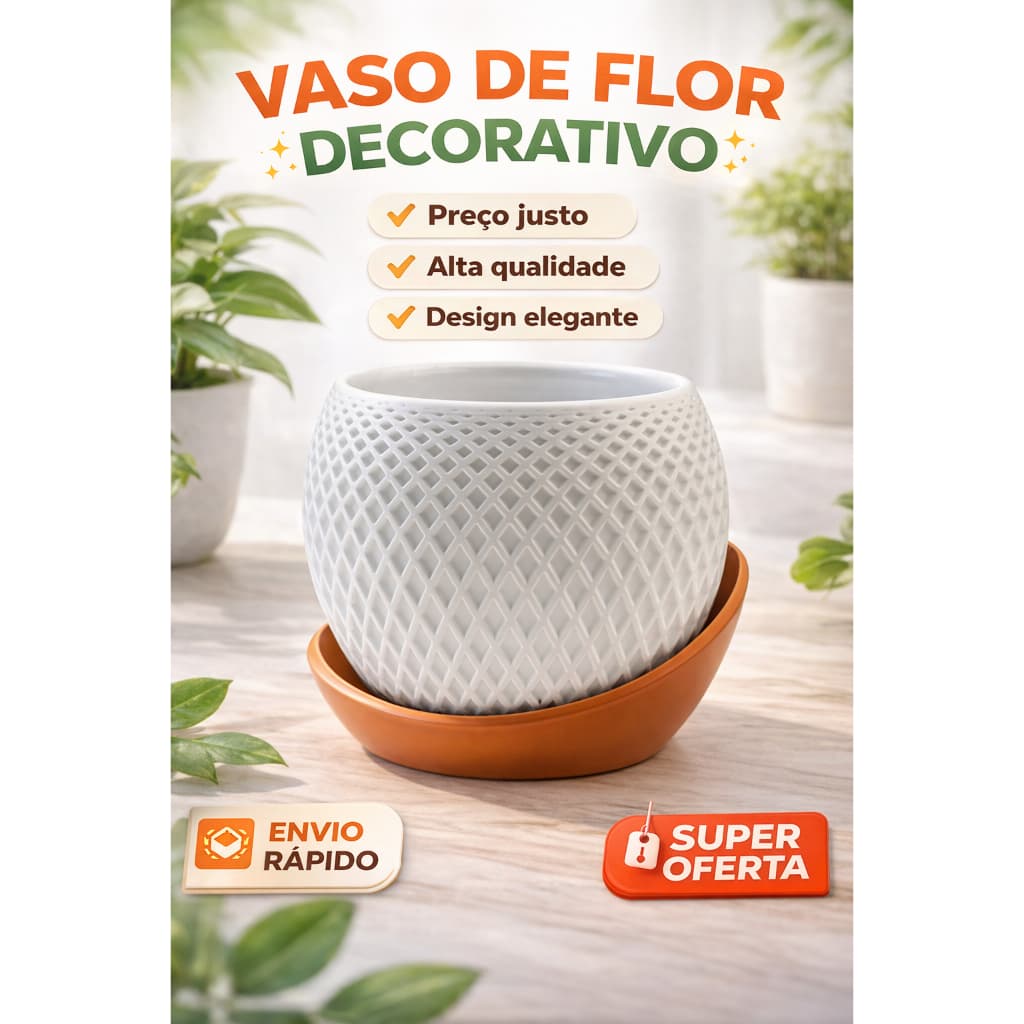 Vaso Decorativo Texturizado com Base | Design Moderno Elegante | Vasinho para Mesa e Suculentas