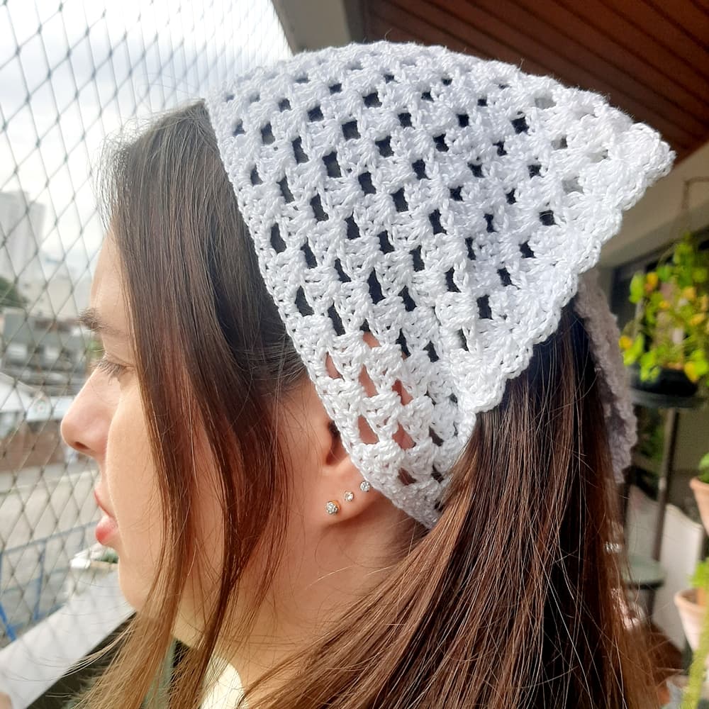 Bandana Lenço de cabelo em crochê - Cores do Brasil e mais - Acessório Feminino Tendência