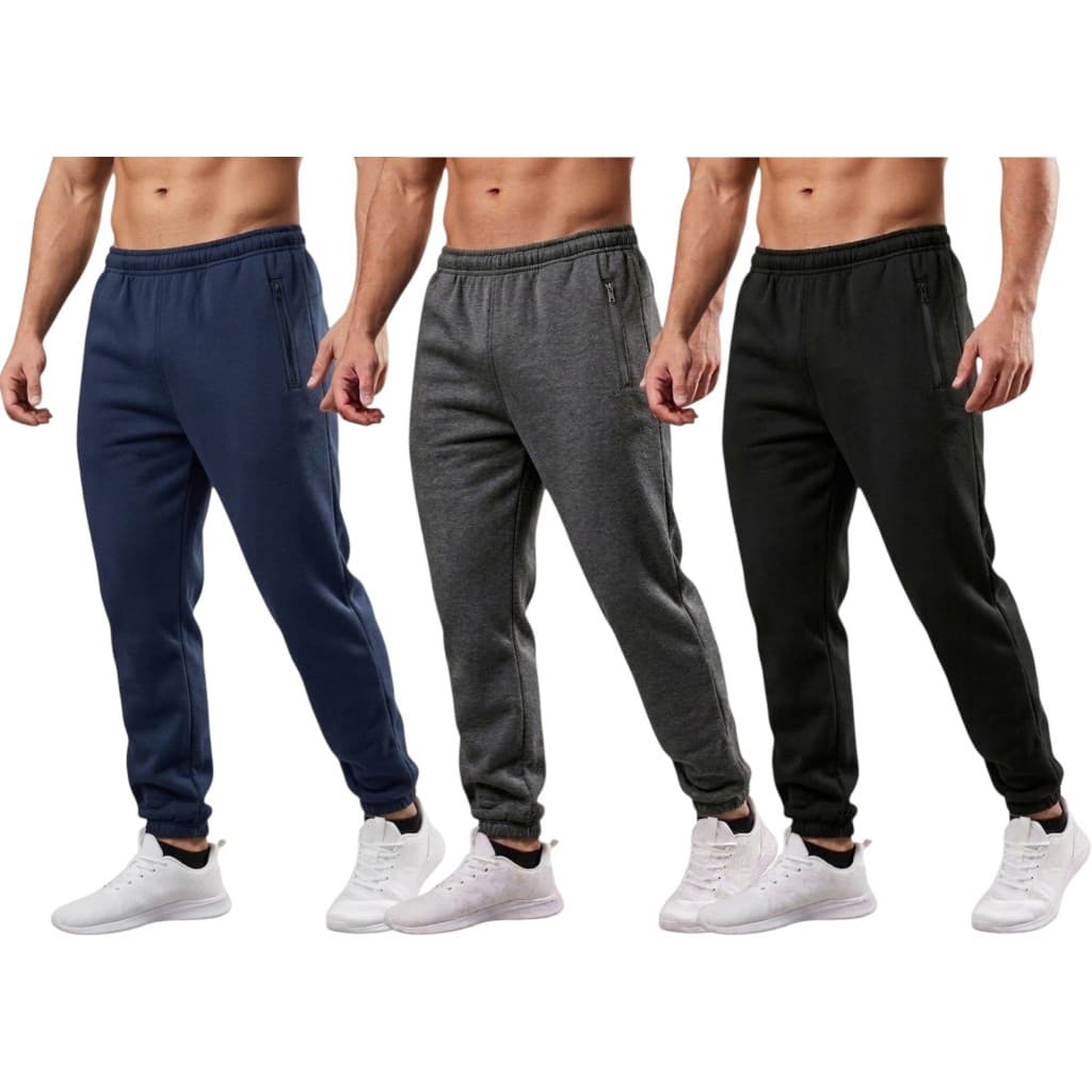 Kit Calças Jogger de Moletom - Do P ao GG - Azul Marinho, Cinza Claro e Escuro e Preta - Lançamento!