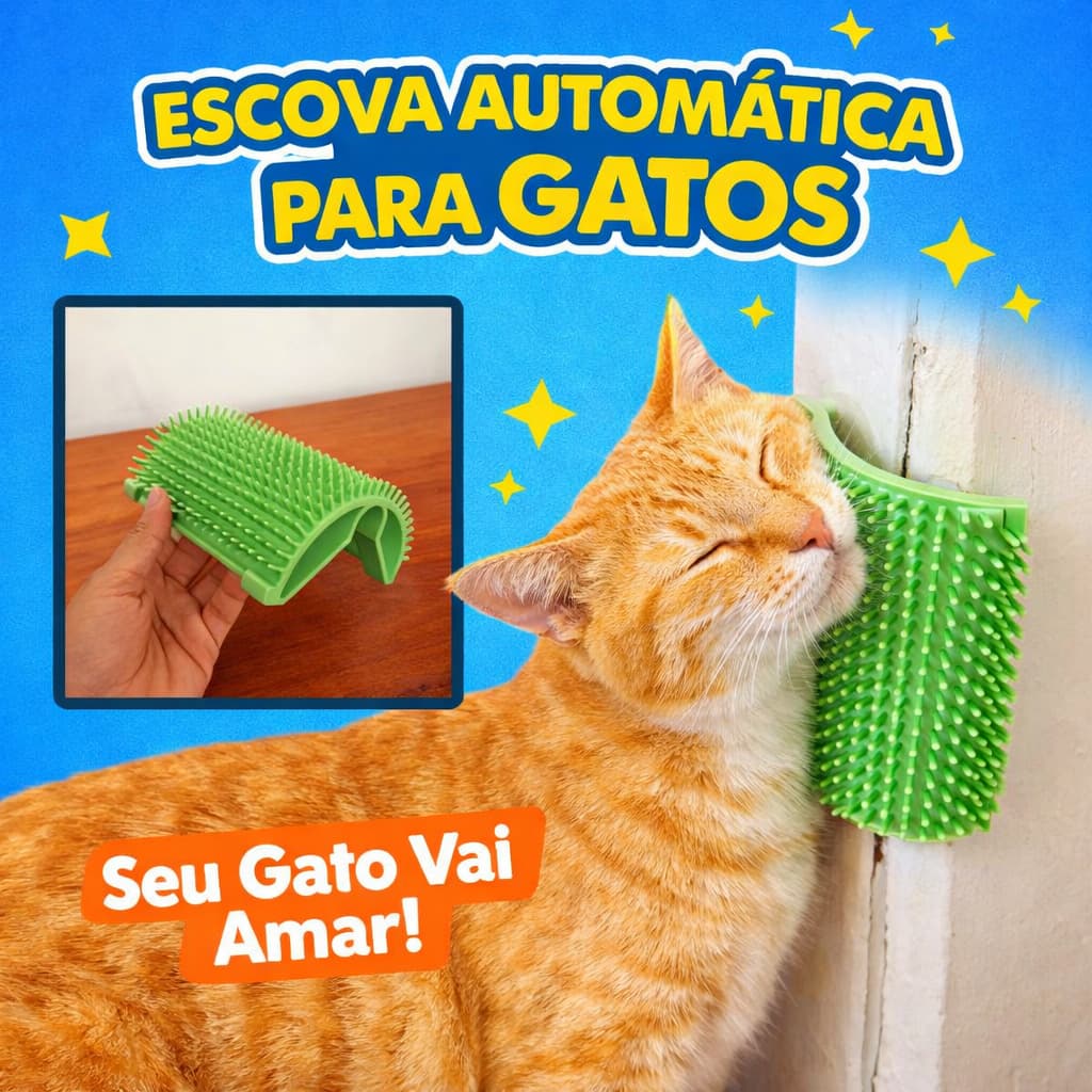 Escova Automática Para Gatos Escova Massageadora De Canto Autocuidado Felinos Removedor de Pelos Escova De Parede Com Fi