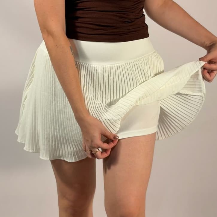 Short Saia Plissada Rodada Curta Tendencia Blogueira