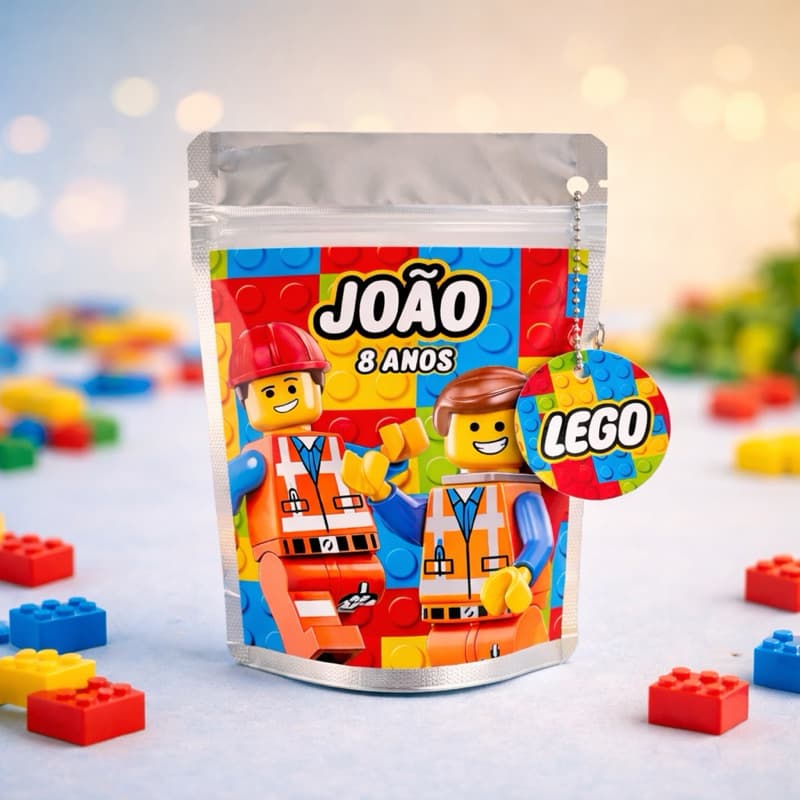 Saquinhos Metalizado Lego - Lembrancinha