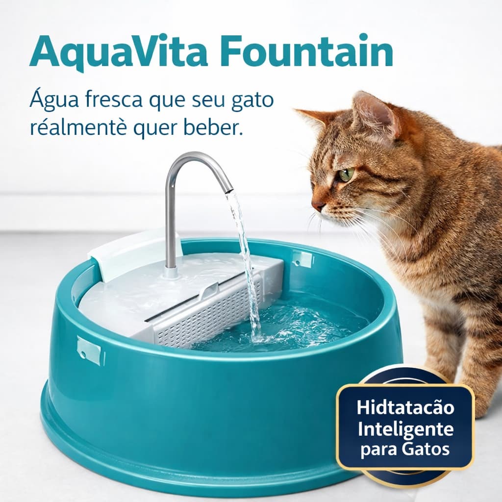 Fonte de Água para Gatos Automática AquaVita Pet Fountain Bebedouro Pet Silencioso Bivolt