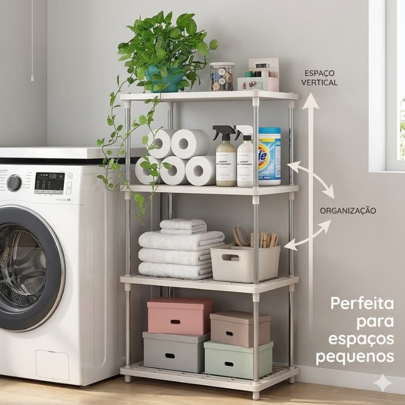 Estante Modular Organizadora Quatro Prateleiras Uso Domestico Escritório Branca