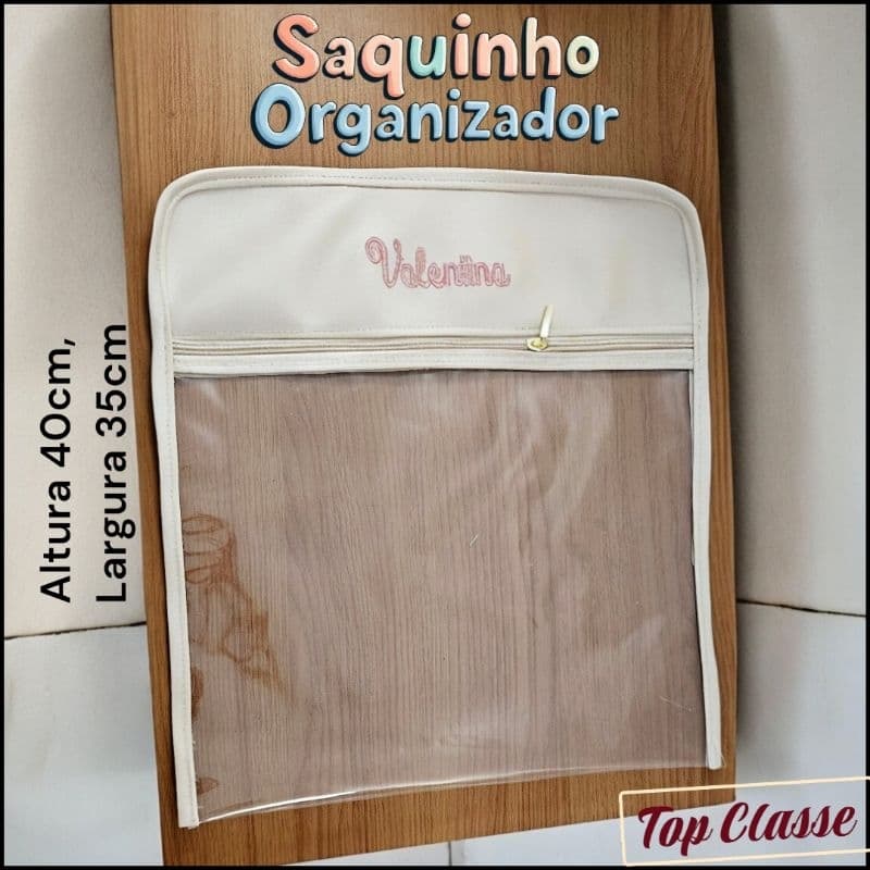 Saquinho organizador  personalizado para maternidade. transparente