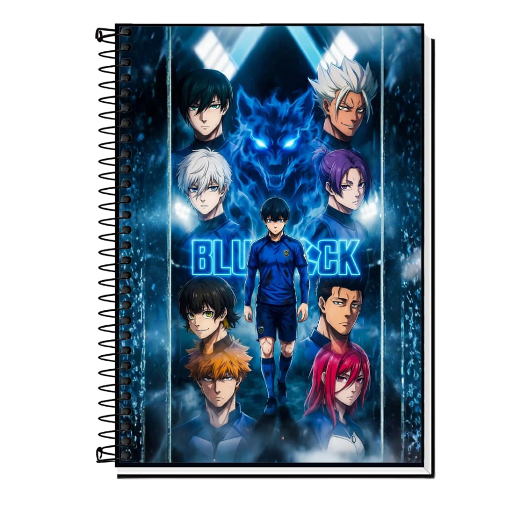 Caderno Escolar Capa Dura - BLUE LOCK PERSONAGENS  1, 10, 15 e 20 Matérias Universitário.