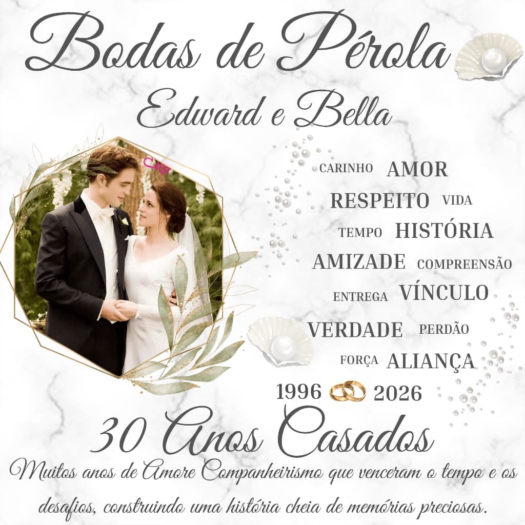 Decoração bodas de pérola festa boda de pérolas quadro personalizado bodas de pérola lembrança bodas de pérola