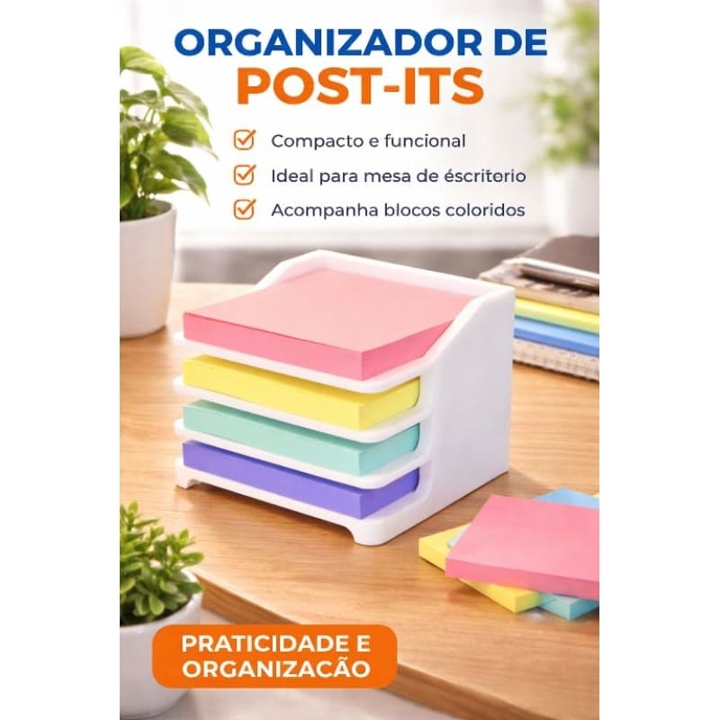 Porta post it Organizador de Post-its – Praticidade e Organização para sua Mesa