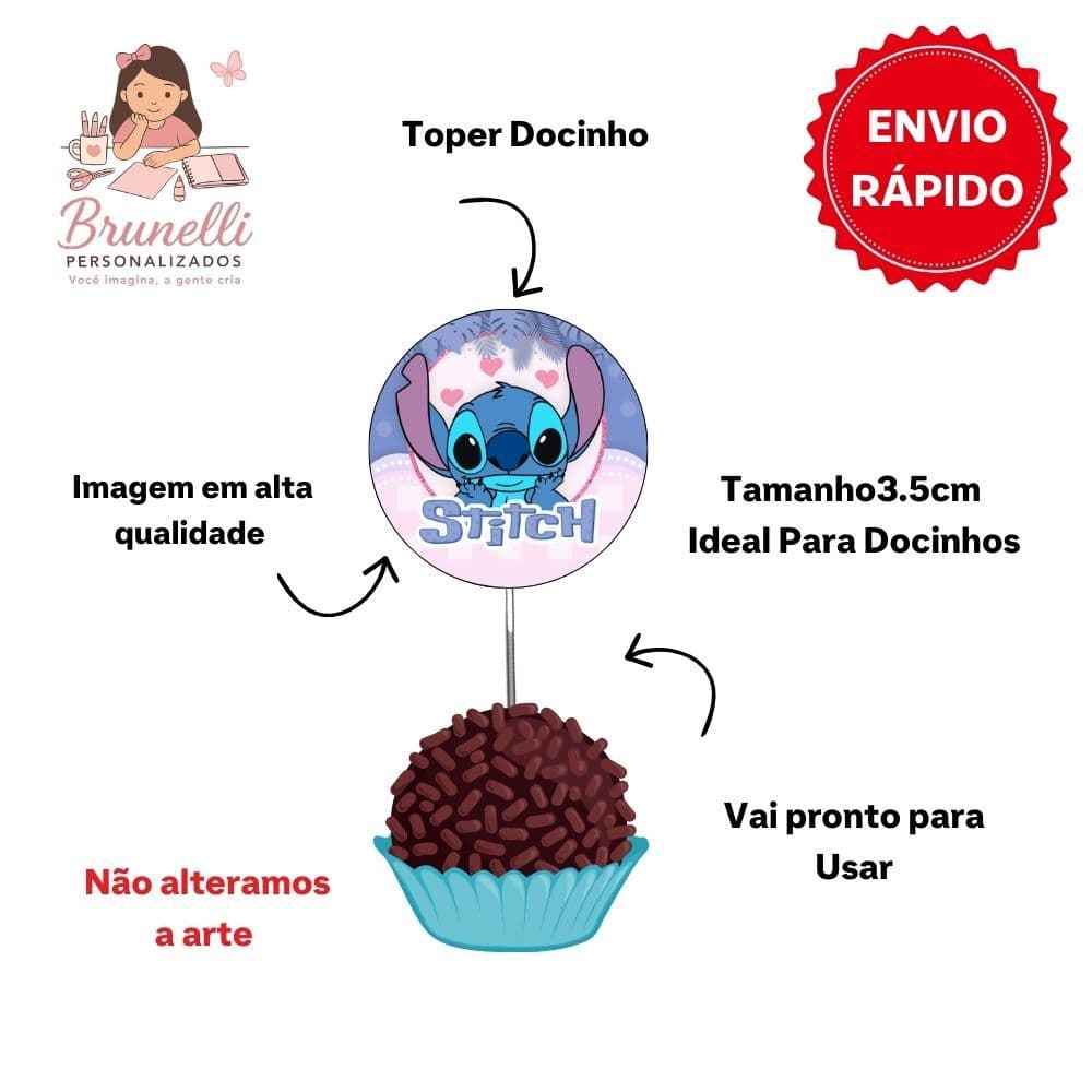 Topper para Docinhos Stitch – 25 unidades | Decoração Festa Infantil