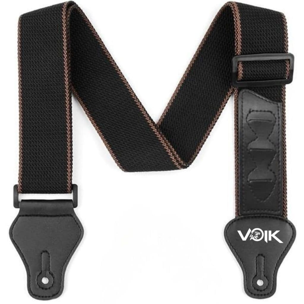 Correia Para Violão Guitarra Baixo Voik VCPP-13 100% Algodão C/ 3 Porta-palhetas Confortável Premium