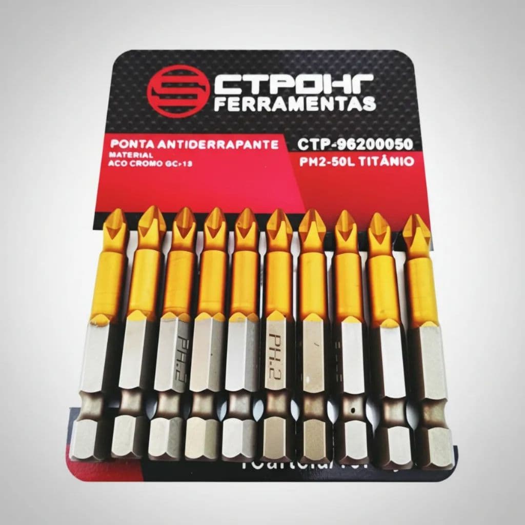 Ponta Bits Ph2 50mm Kit 10 peças Titânio Ponteira Parafusadeira Ctpohr