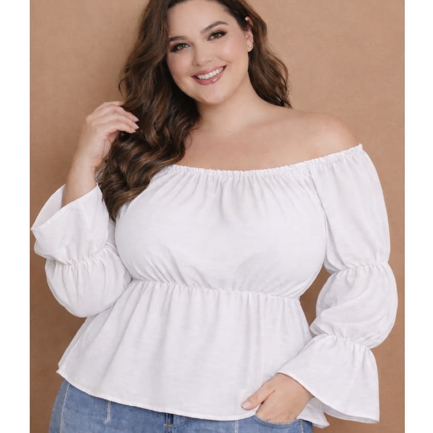 BLUSA FEMENINA CIGANINHA PLUS SIZE OMBRO A OMBRO DUNA LISO G1