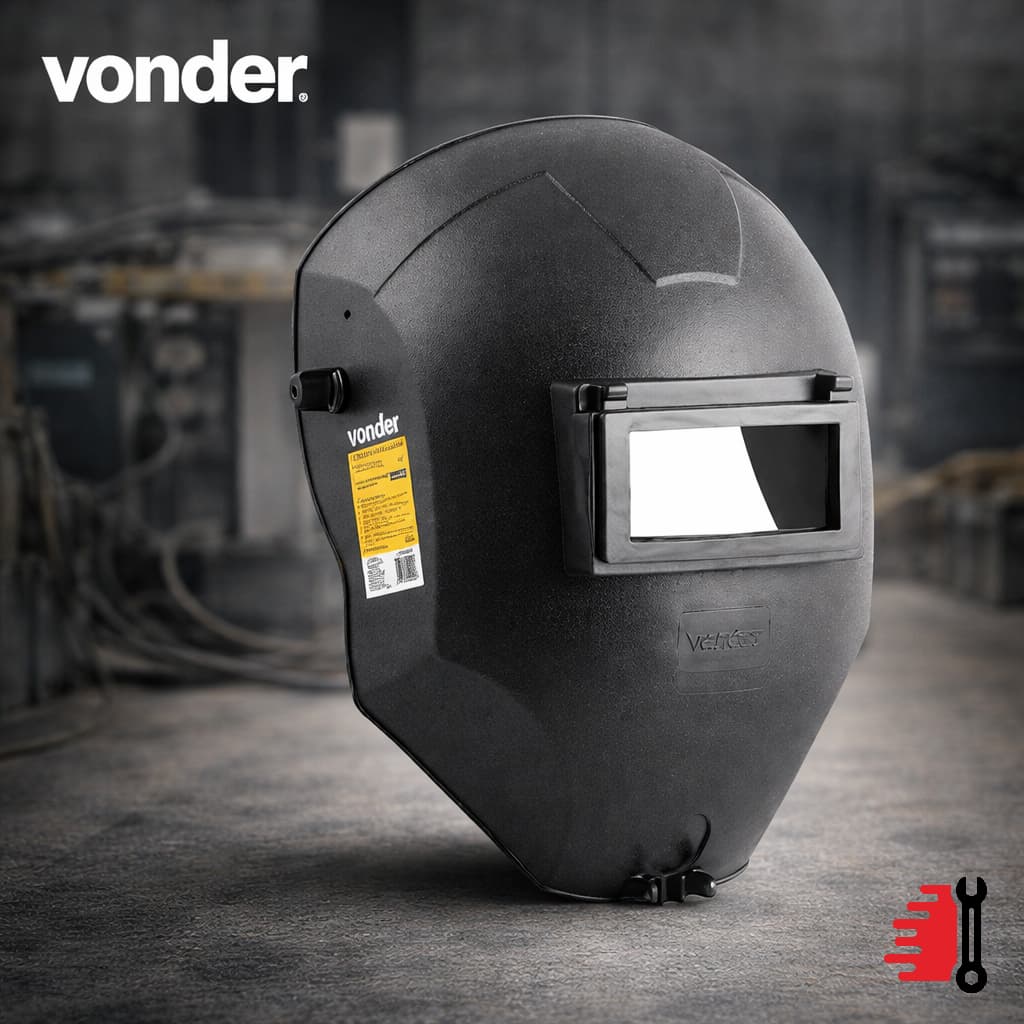 Máscara Para Solda Com Visor Fixo Ajuste Simples Sem Lente VD 722 Vonder