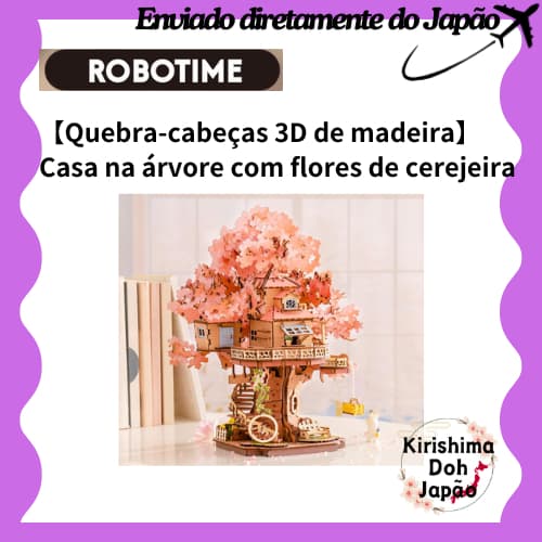 Puzzle 3D de madeira ROBOTIME: Casa na Árvore com Flor de Cerejeira – Kit de montagem de modelo em madeira, Artesanato DIY, Modelo mecânico, Interior em estilo japonês, Passatempo, Brinquedo educativo – Modelo em madeira para crianças e adultos[Enviado diretamente do Japão]