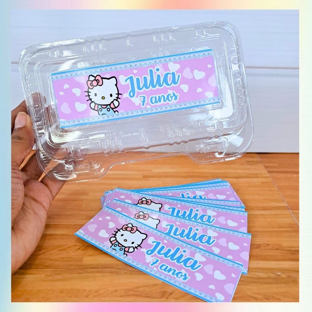 Adesivo para Marmitinha Hello Kitty | Lembrancinha Festa Infantil Hello Kitty