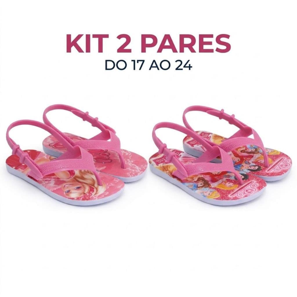 Kit 2 Pares Chinelo Infantil Bebê Macio Antiderrapante Promoção