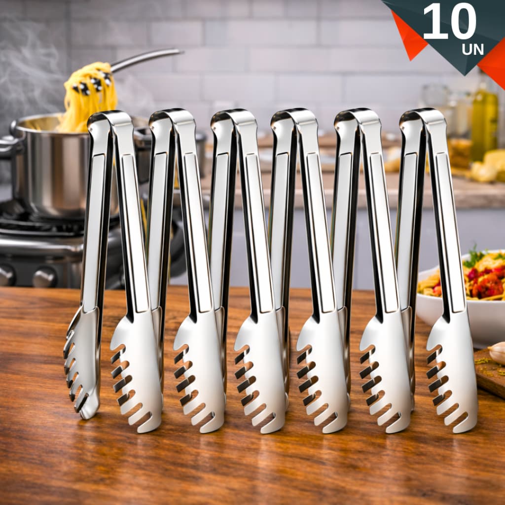 Kit 10 Pegador Pegadores de Massa Serrilhado 20cm Aço Inox para Churrasco Salame Utensílios Cozinha