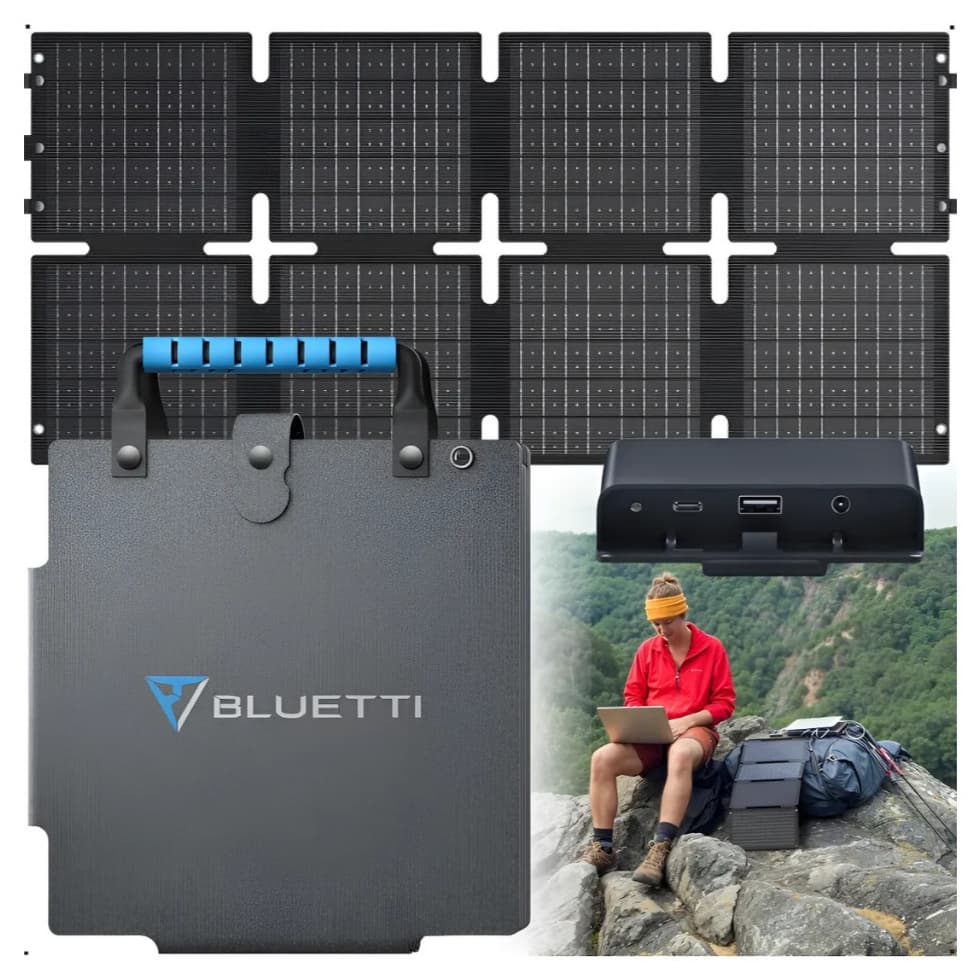 Placa solar portátil bluetti sora 60w painel usb usb c leve preto 18v 21v