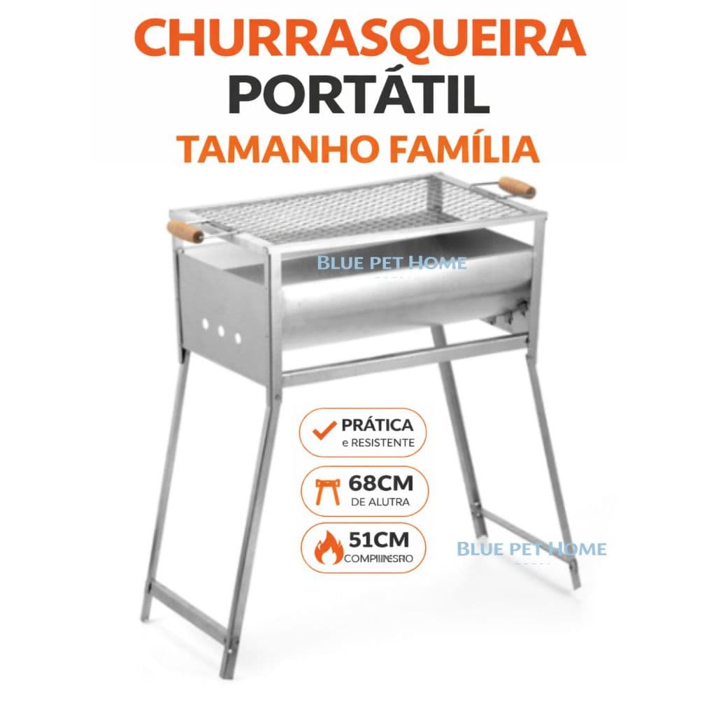 Churrasqueira Portátil Tamanho Família A Carvão Pés Dobráveis