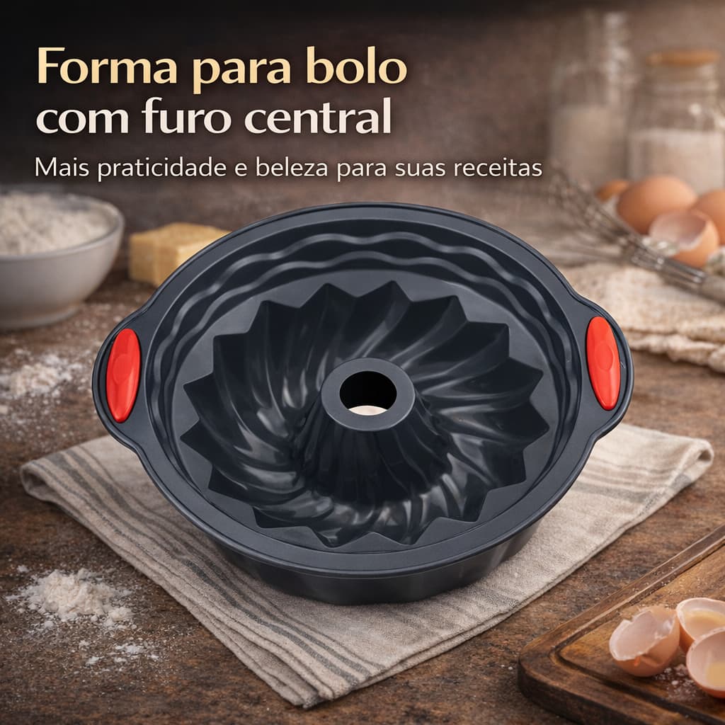 Forma de Bolo de Silicone com Furo Central Forma de Pudim
